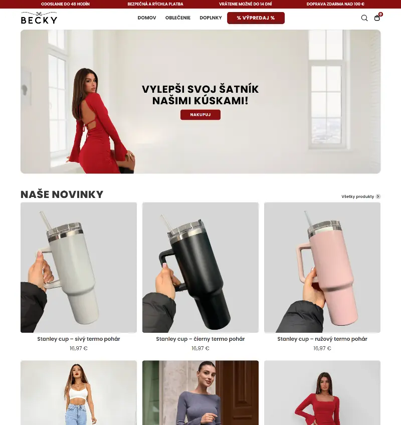Becky.sk website screenshot.