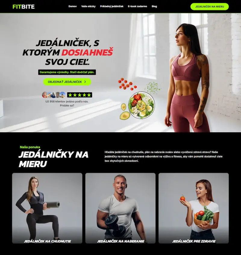 Fitbite.sk website screenshot.