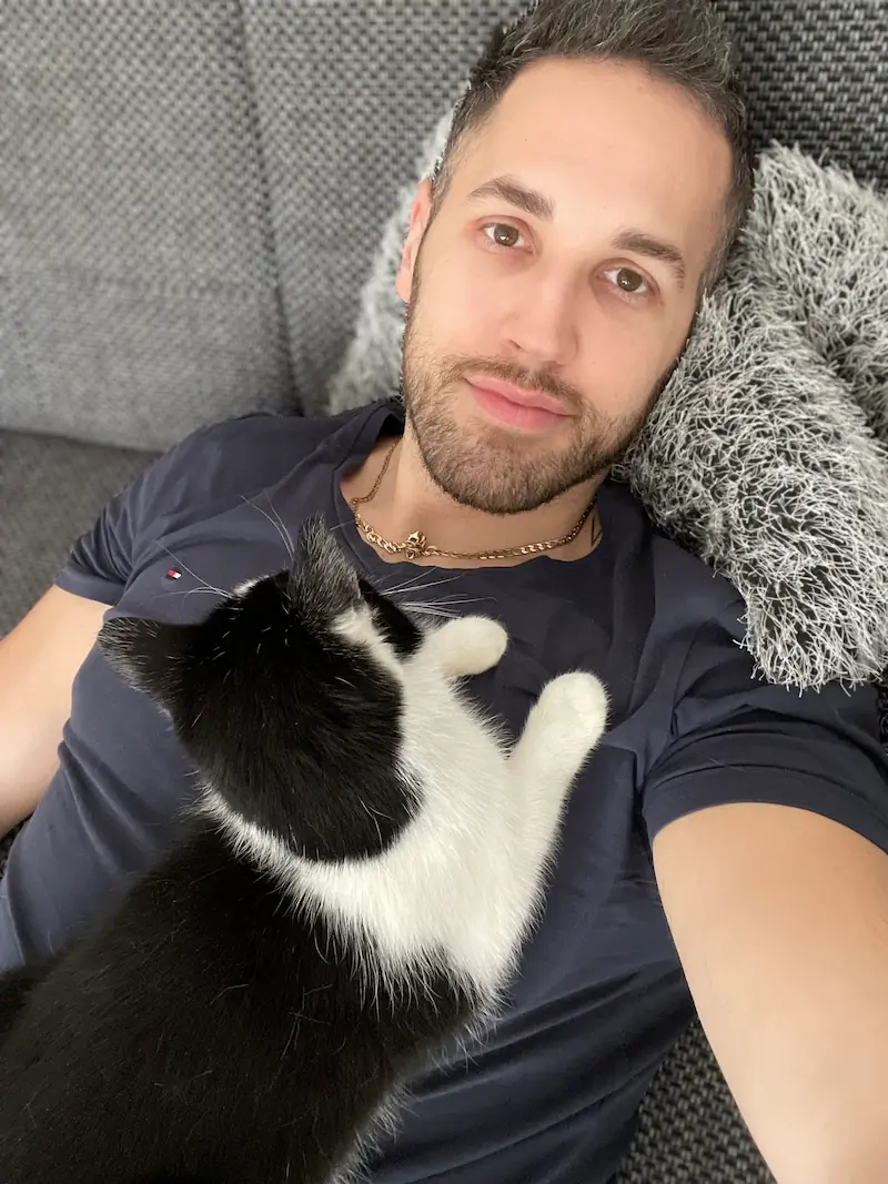 Milka, a black and white cat I rescued from the street.