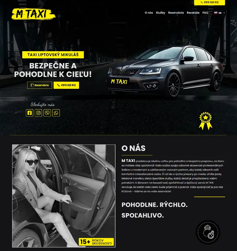 Mtaxi.sk website screenshot.