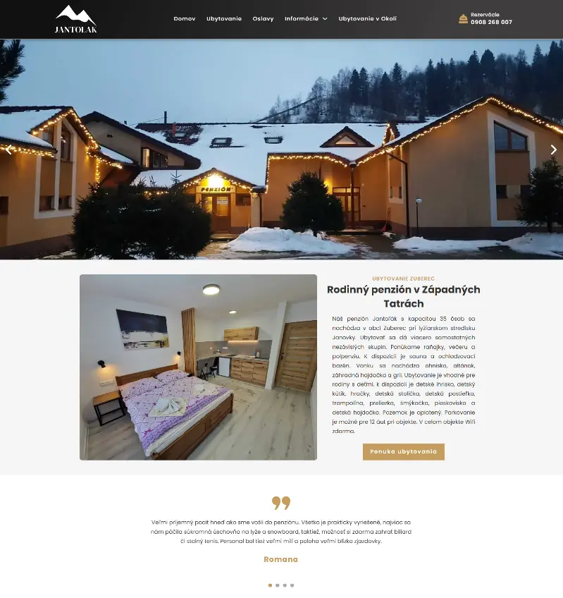 PENZIONJANTOLAK.sk website screenshot.